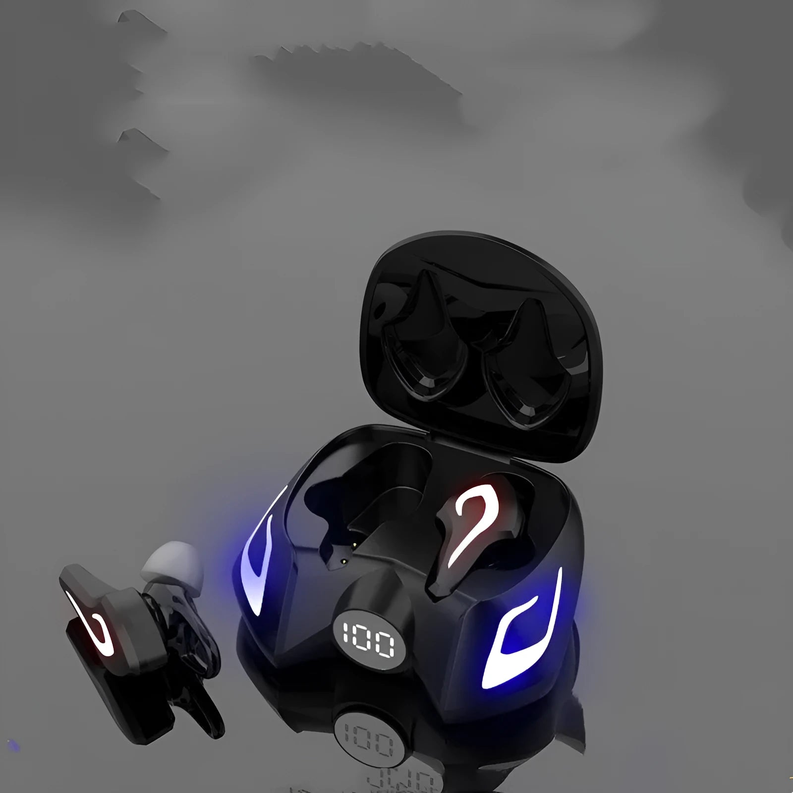 Bluetooth gaming headset with colourful ear caps in wireless earplug design