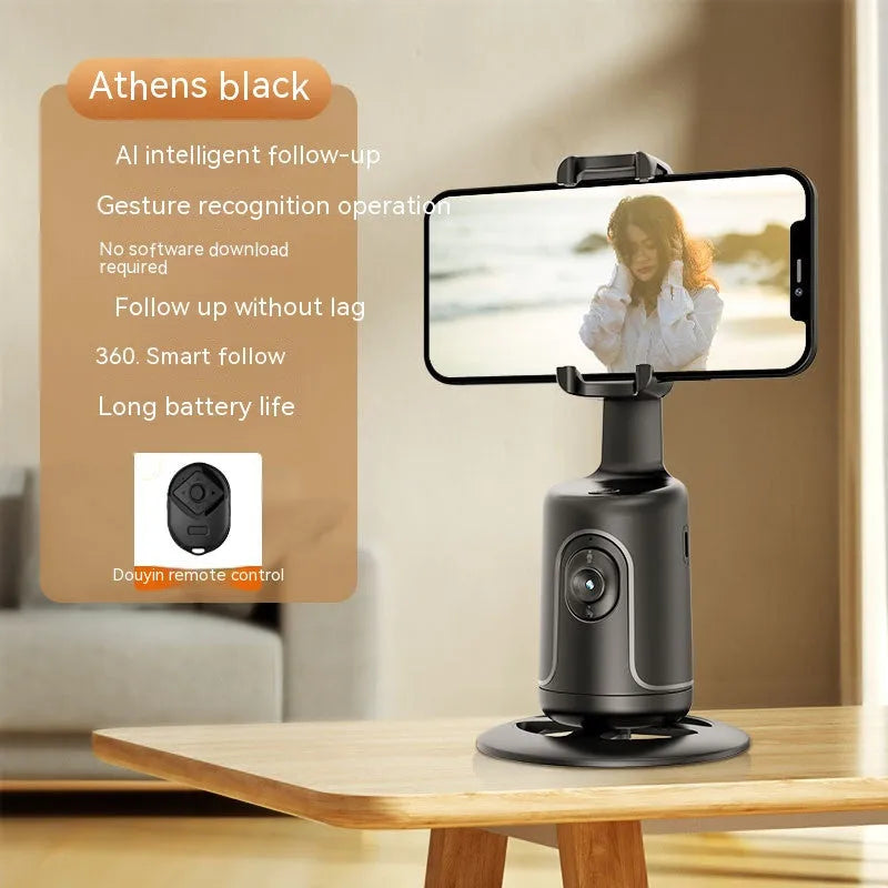 New Automatic Tracking Stabiliser in dark black on desktop with USB cable and 1/4 bracket mount