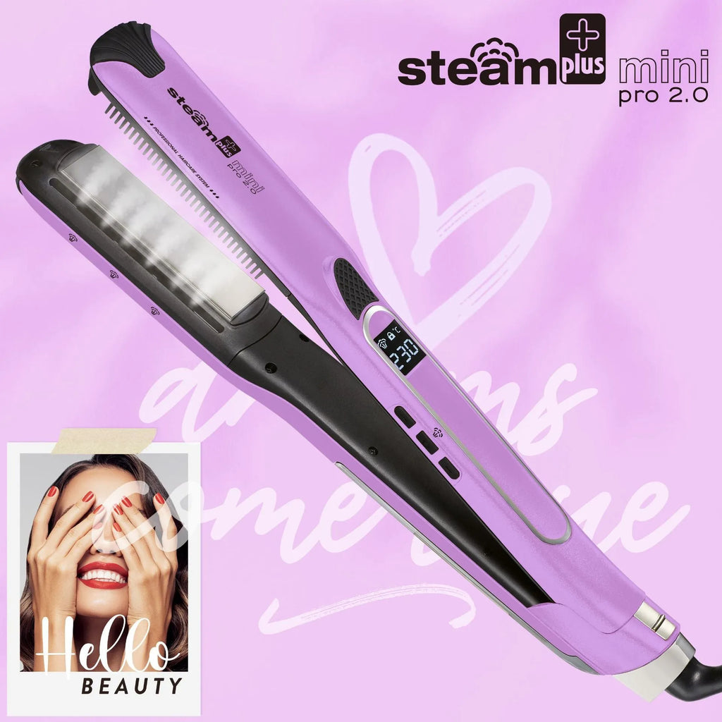 Mini steam splint spray hair straightener in purple, rose red or champagne colour with 200W power