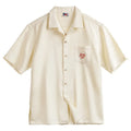 Men's light apricot bamboo pattern Cuban collar short sleeve shirt