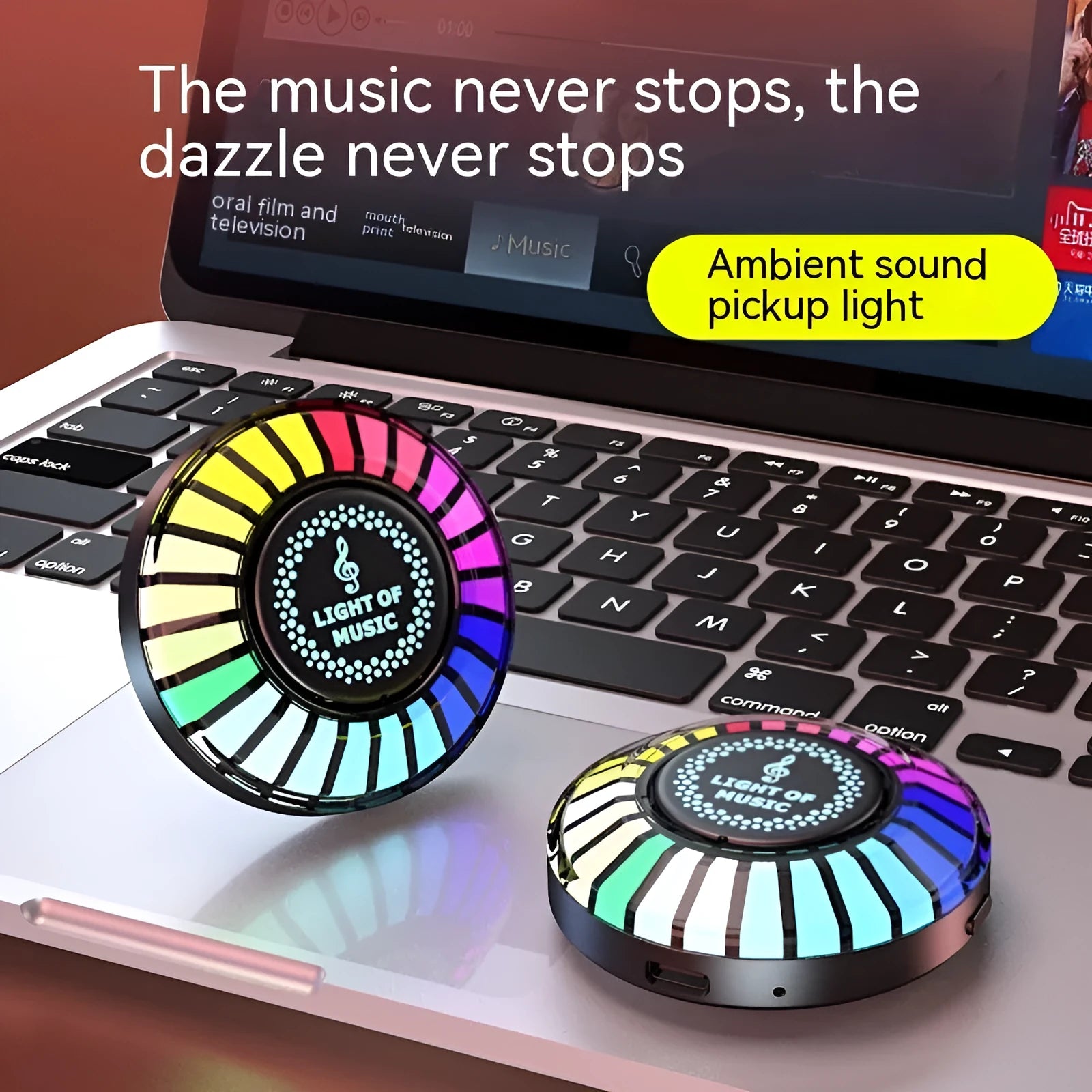 Black desktop magnetic RGB pickup ambience light with ABS housing and 60x60x20cm dimensions