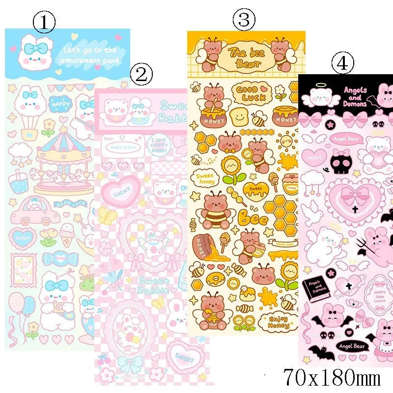 PVC waterproof cartoon stickers for diary and planner decoration with adhesive backing
