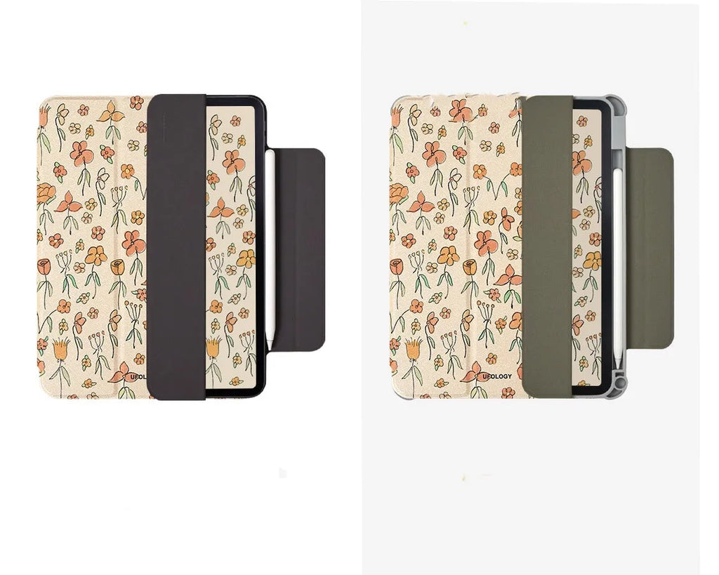 Microfiber leather tablet case with magnetic double-sided clip for Apple iPad Air and Pro models