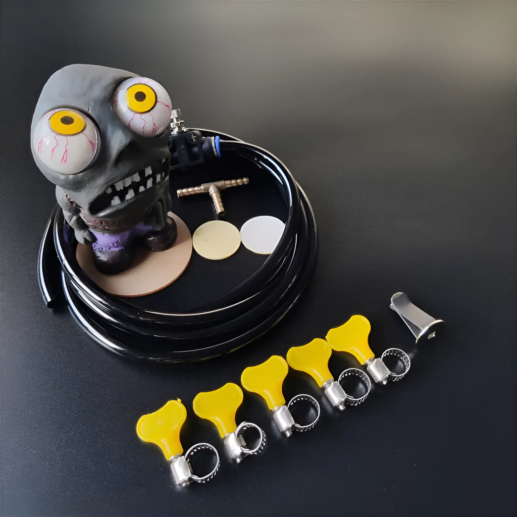 Turbo car boost eye zombie doll decompress ornament kit with pressure valve and copper fittings