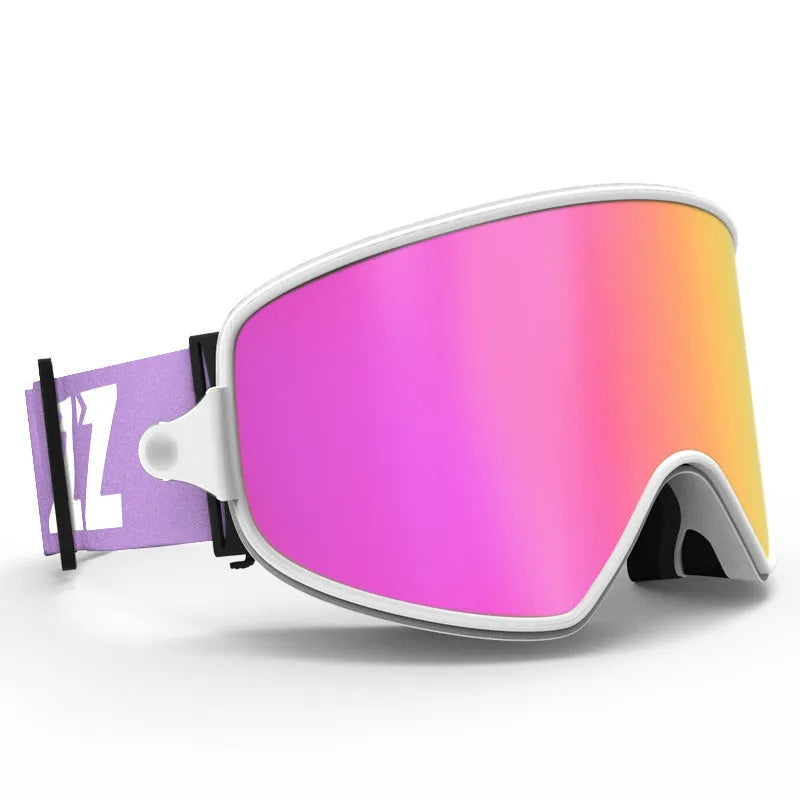 Magnet myopia ski goggles with anti-fog double-layer lens in blue piece colour, designed for prescription glasses