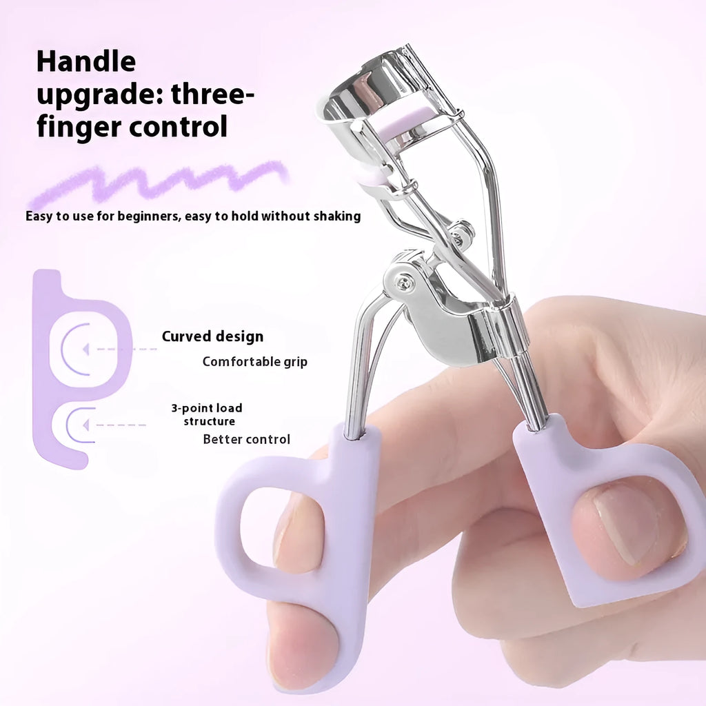 SUNFLOWER lightweight eyelash curler with A4 chrome scissor handle and tail on a plain background