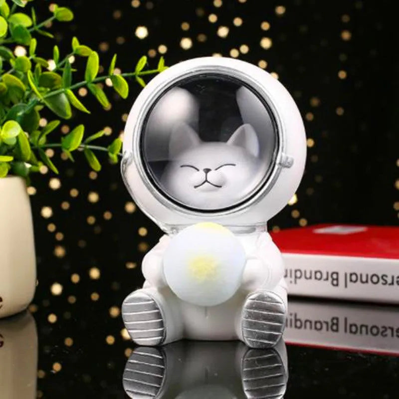 Starry sky animal night light resin LED lamp 9.5x10.5x13cm bear kitten puppy room decor