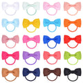 80-piece baby hair ties with bows in 40 colour pairs, 2-inch grosgrain ribbon bows on soft elastic bands