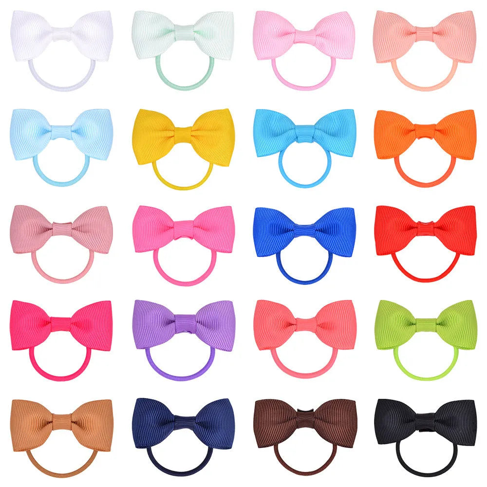 80-piece baby hair ties with bows in 40 colour pairs, 2-inch grosgrain ribbon bows on soft elastic bands