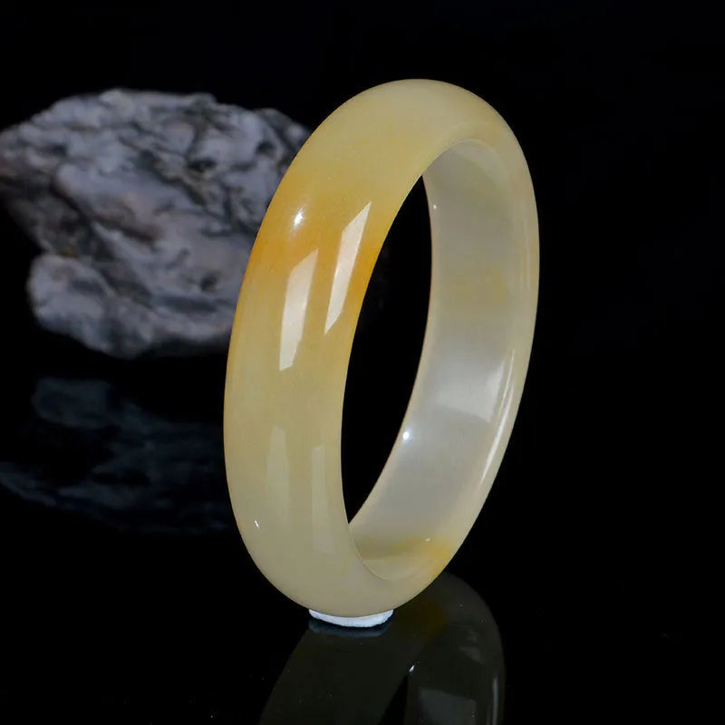 Natural gem light jade bracelet with polished surface, Chinese style, available in 54-62mm sizes
