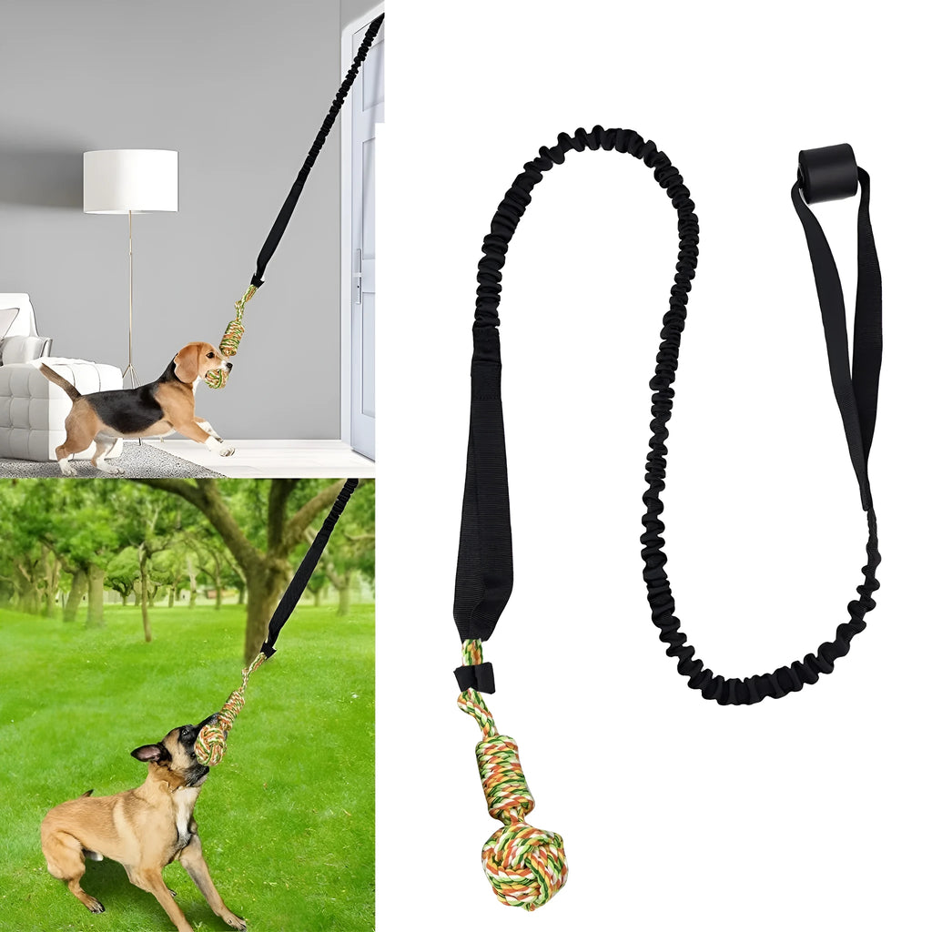 Cotton dog tug of war rope toy in black, grey, and red colour options