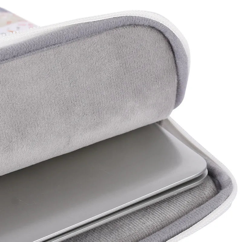 White waterproof PU leather laptop inner bag for 14-inch portable computers.