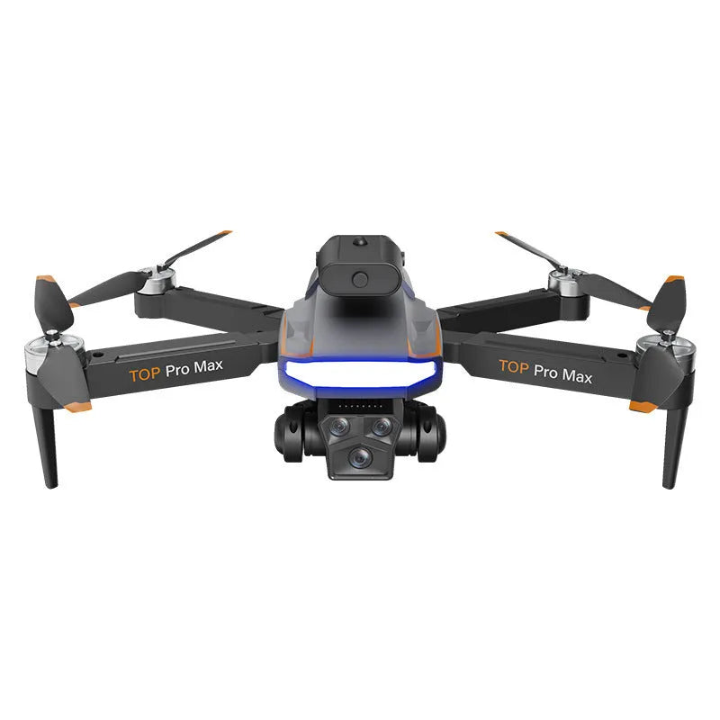 P18 black brushless motor drone with optical flow positioning and dual lens on a flat surface