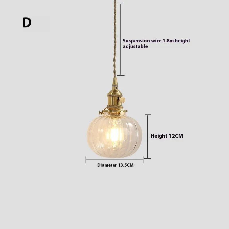 American retro small pendant light bedside droplight with 4W warm light, six colour options available