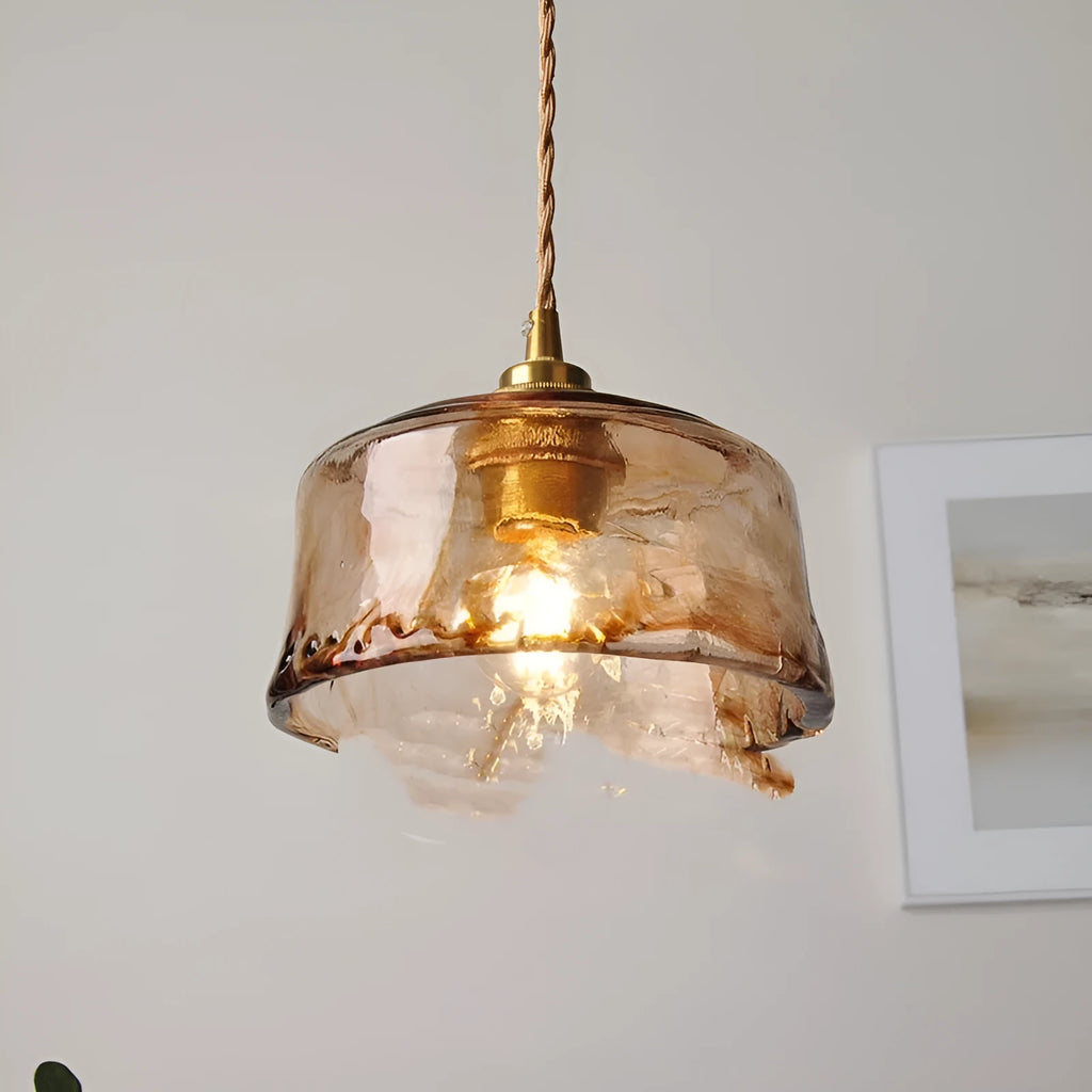 Nordic retro brass glass chandelier pendant light with 4W LED bulb for restaurant bar