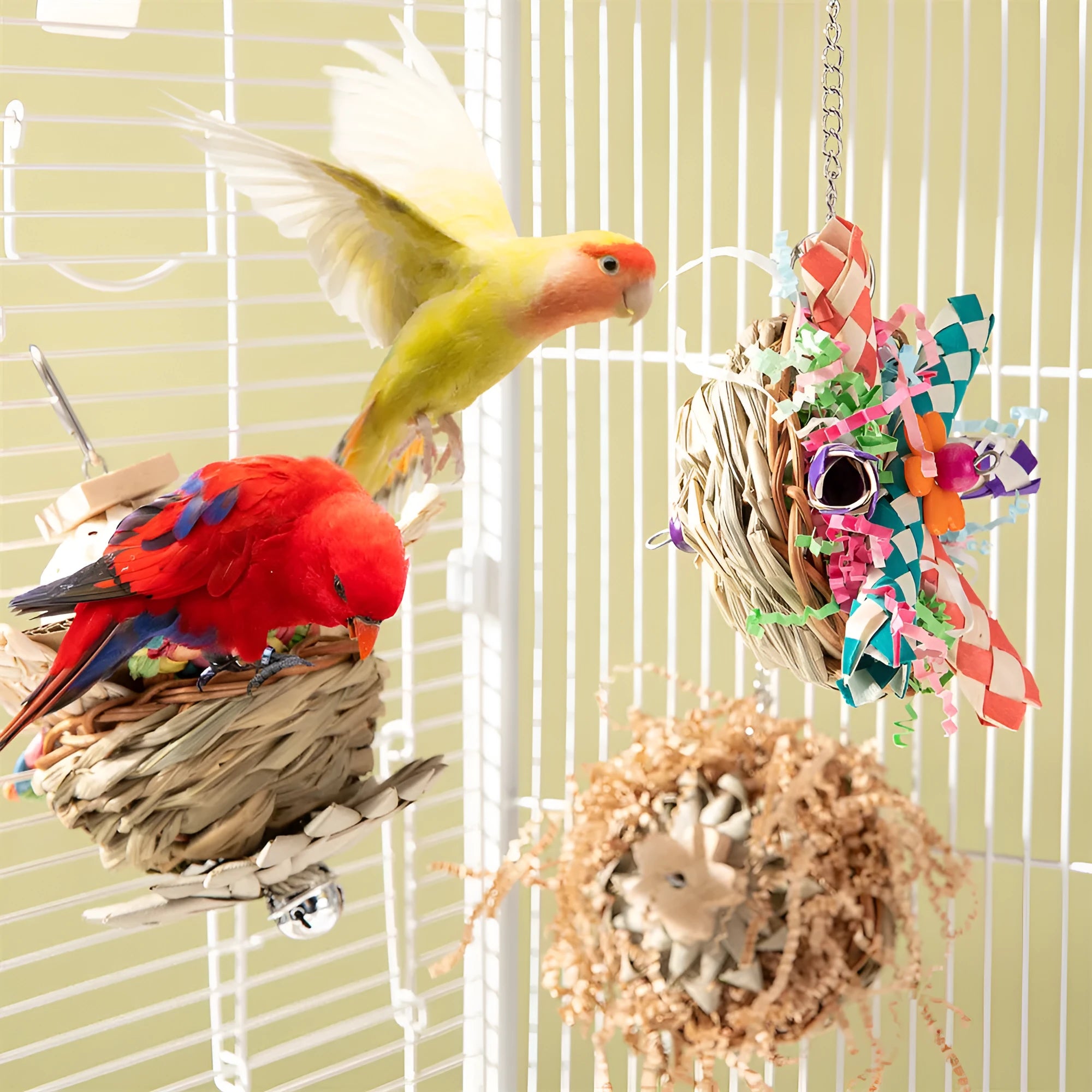 Parrot gnawing molar toy set with three chew types for small to medium birds