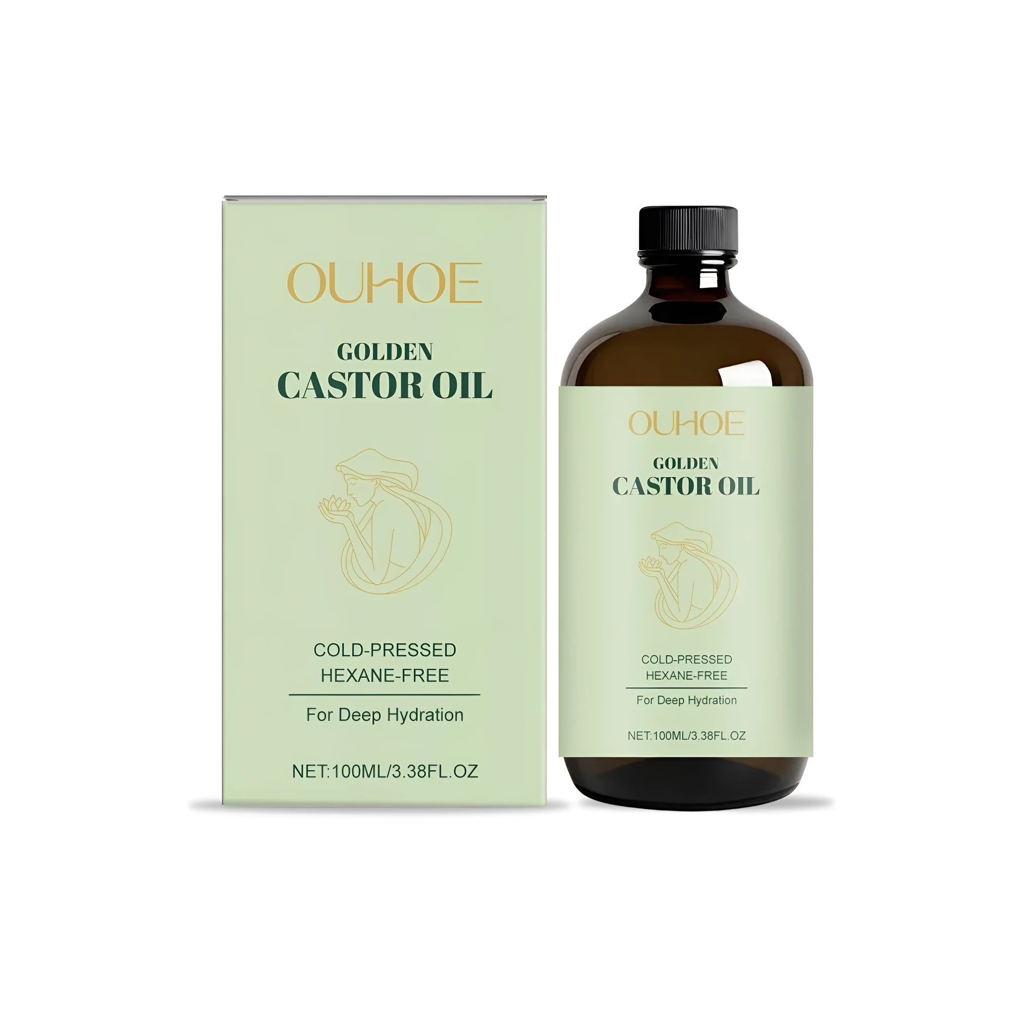 100ml bottle of Golden Castor Oil skincare treatment blend on a plain background.