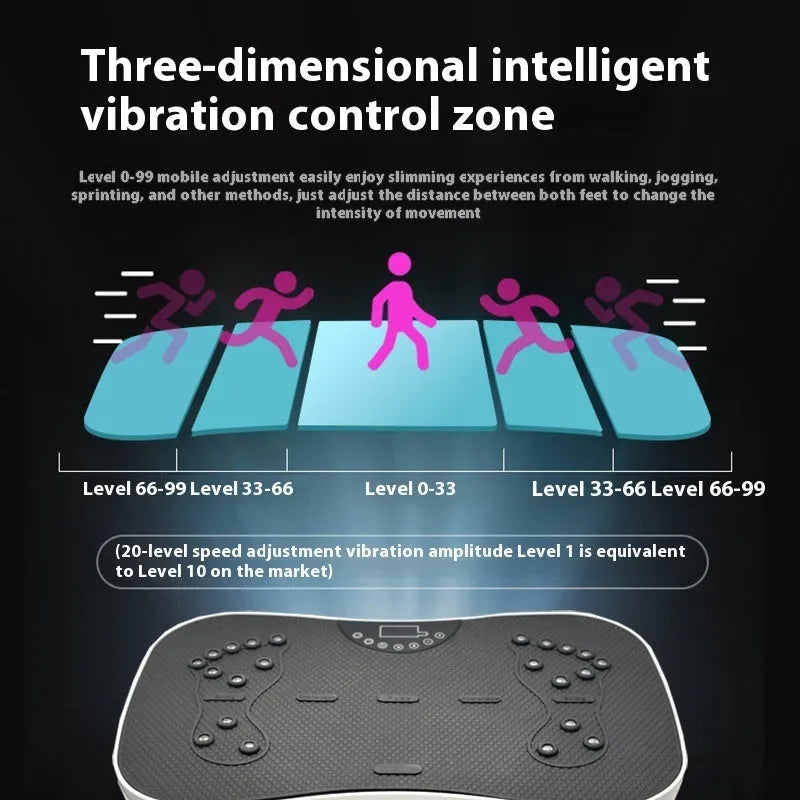 Multifunctional home power plate in black with smart remote control and high-frequency vibration