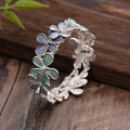 Flower elastic bracelet women's zinc alloy hand bracelet with dripping oil finish blue flower pattern