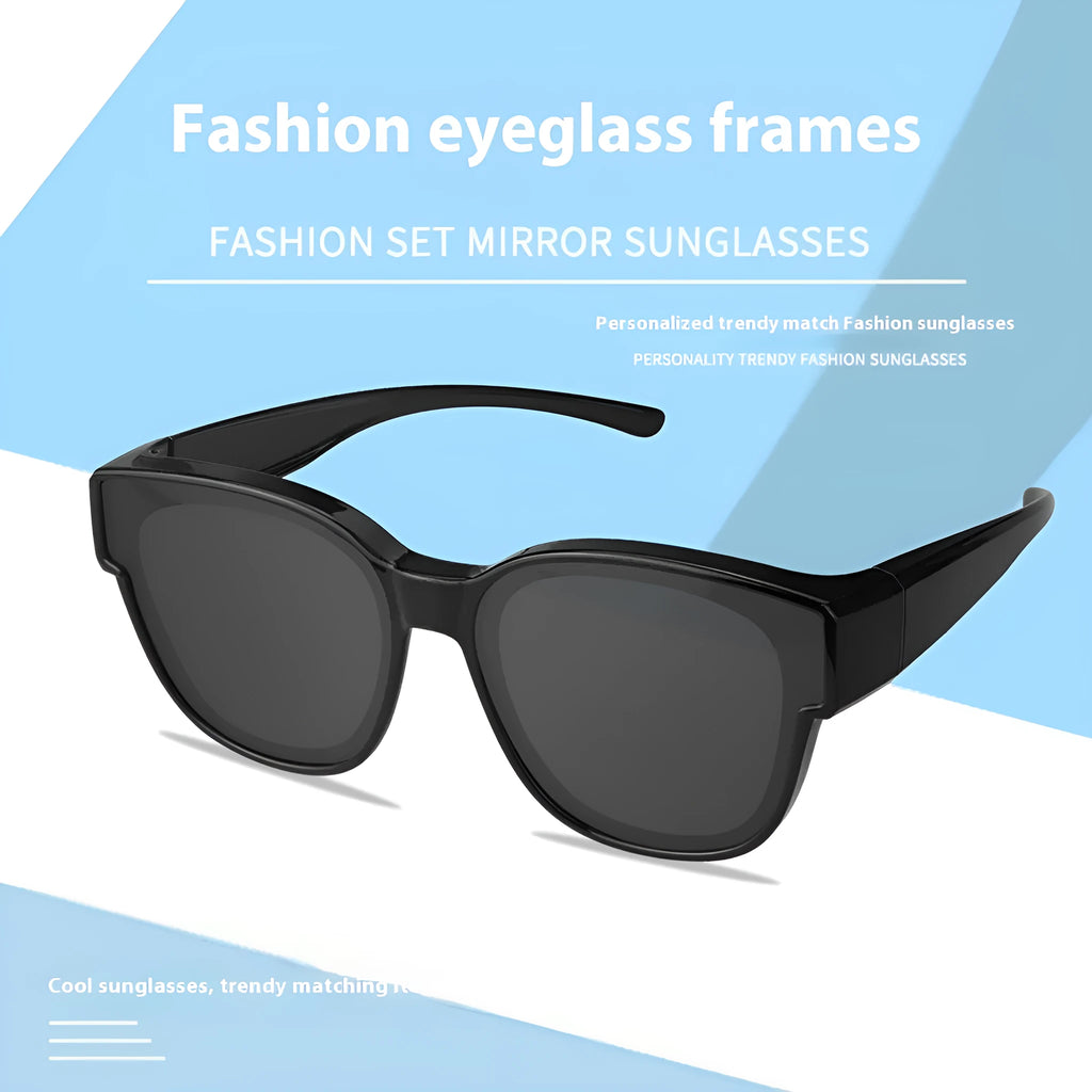 Women's TR polarised sunglasses with black frame and gray film lenses for outdoor sun protection and glare reduction