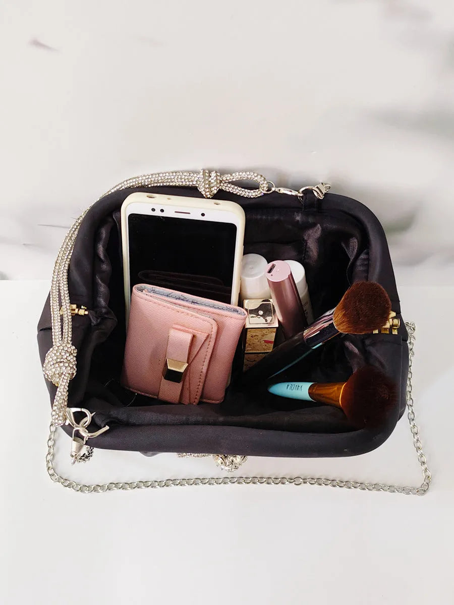 Women's soft polyester crossbody messenger bag with shell shape and diamond pattern design