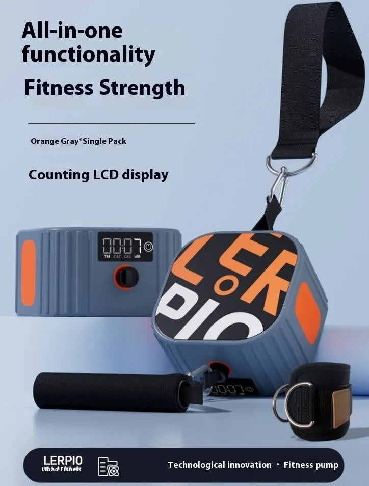 Multi functional fitness strength resistance training tensioner with intelligent adjustment 2-20kg in blue grey
