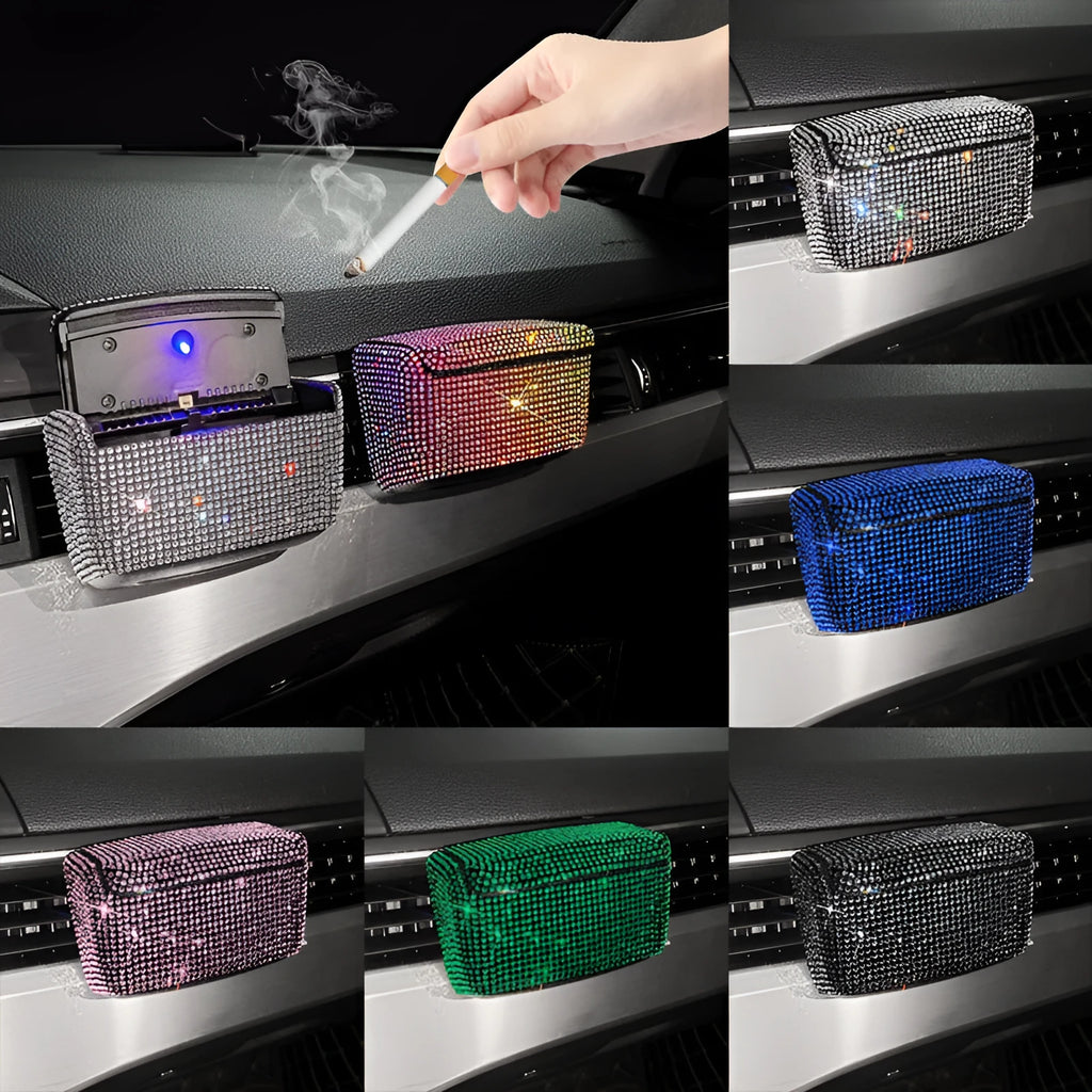 Creative Covered Air Outlet Car Ashtray Plastic Full Diamond Series 10x7x5cm colourful diamond colour