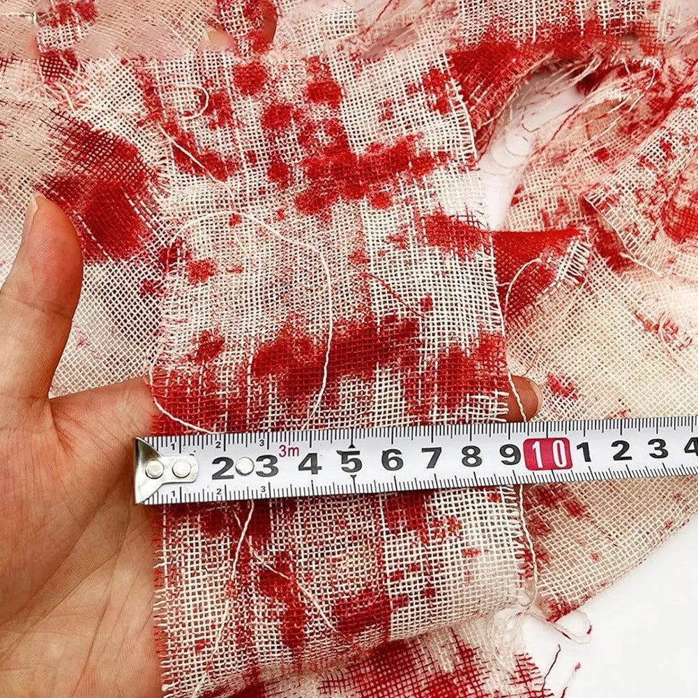 Halloween bloody horror dyed gauze bandage on 8cm wide polyester fabric roll