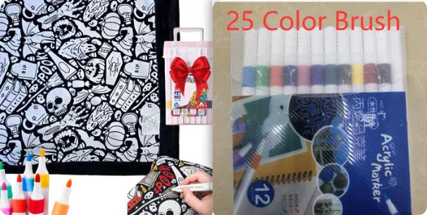 Brush set with 12 colours paintbrushes for watercolour acrylic gouache painting