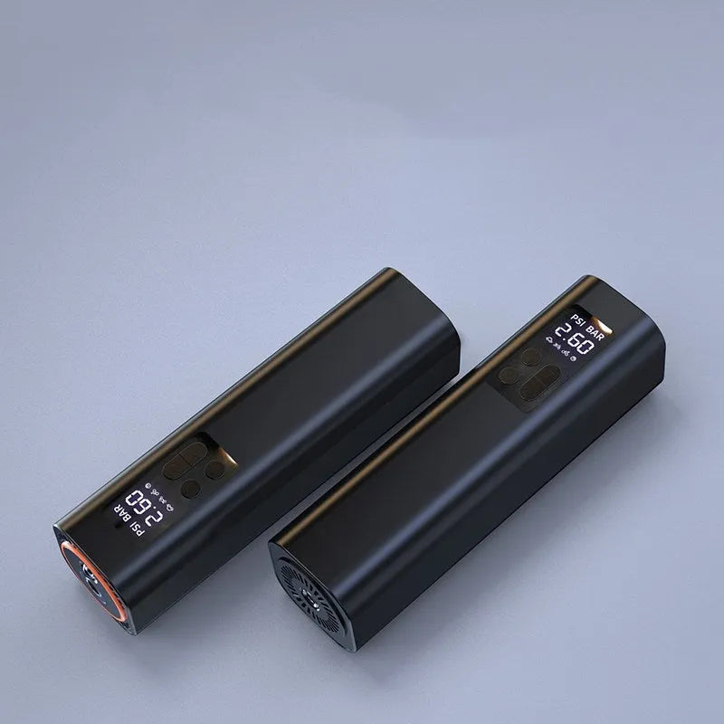 Super mini car digital display inflator in black with ABS body and 12V cord