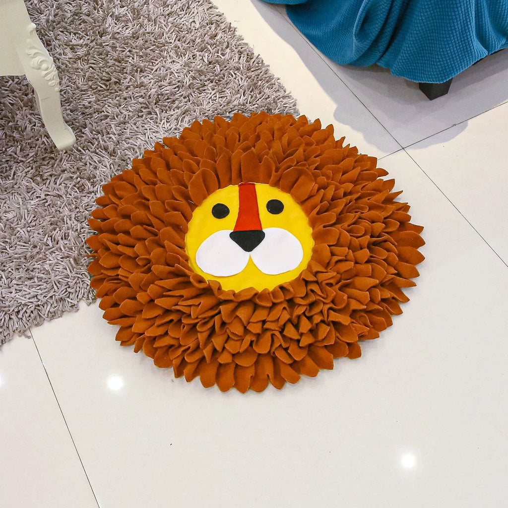 Brown lion-themed pet sniffing pad measuring 33 by 25 centimetres for dog and cat enrichment