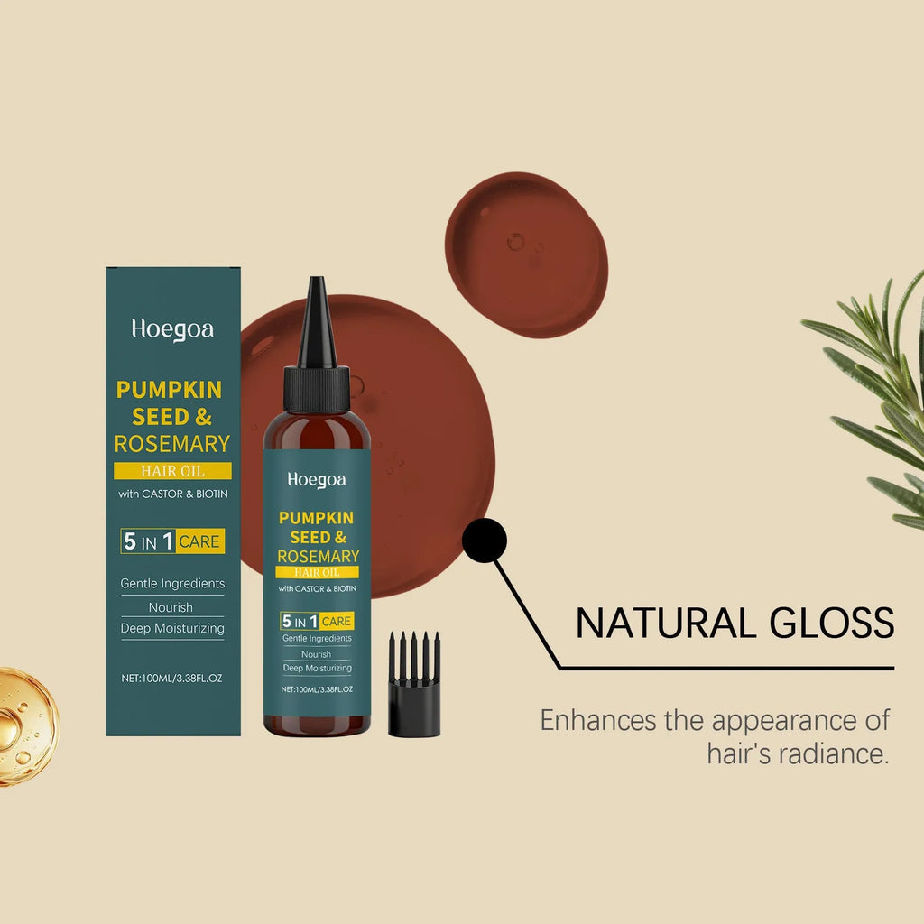 Rosemary hair care essential oil 100 ml bottle with pointed applicator tip and hair comb