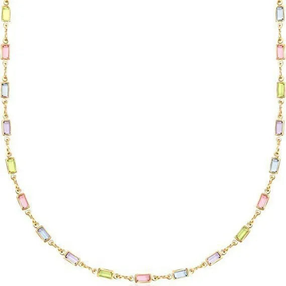 Geometric glass pendant necklace with electroplated alloy chain in random colours