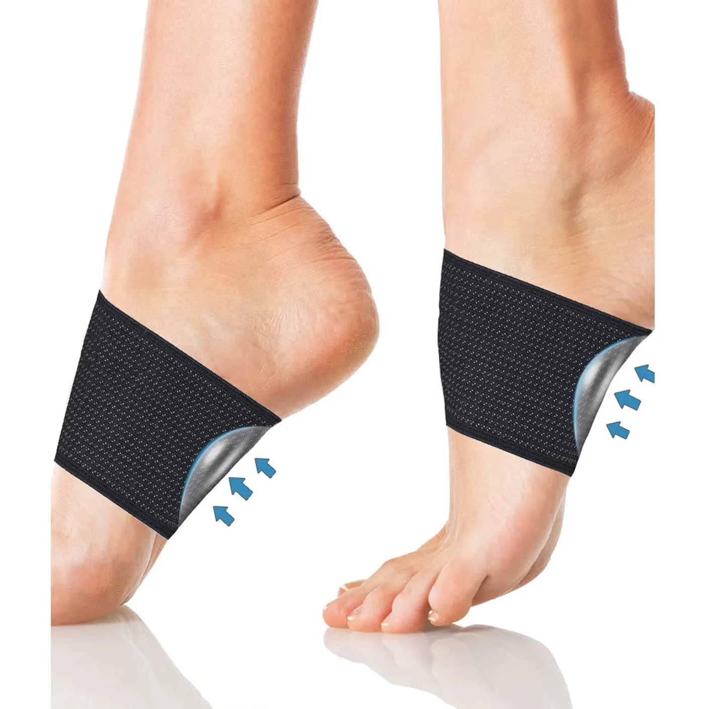 Elastic foot bandage with heart-shaped pad providing arch support for flat foot correction
