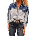 Women's single row multi-buckle denim coat in casual loose fit, cotton fabric, colour-matched design