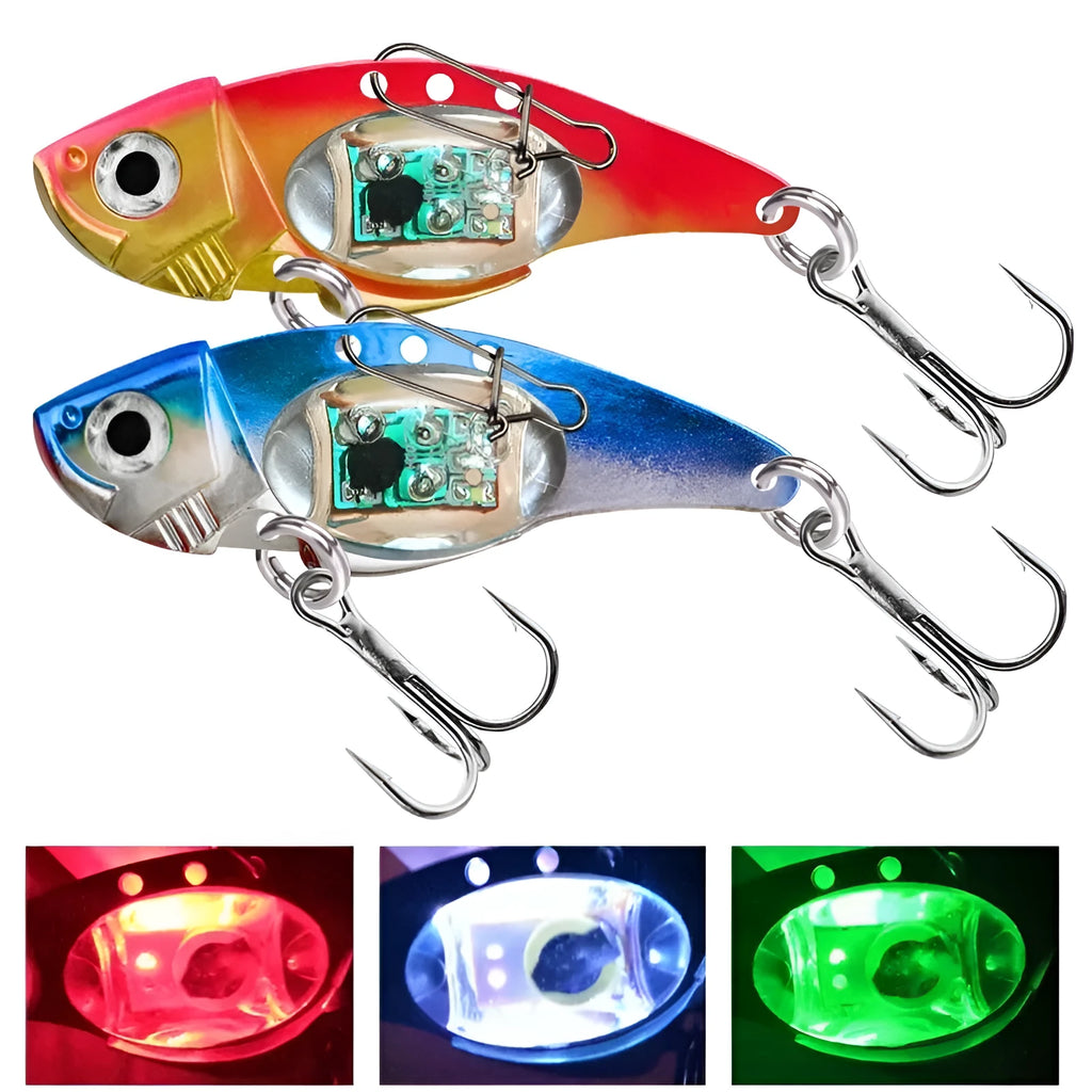 Luminous metal vib electronic lure in blue body and red body fishing bait
