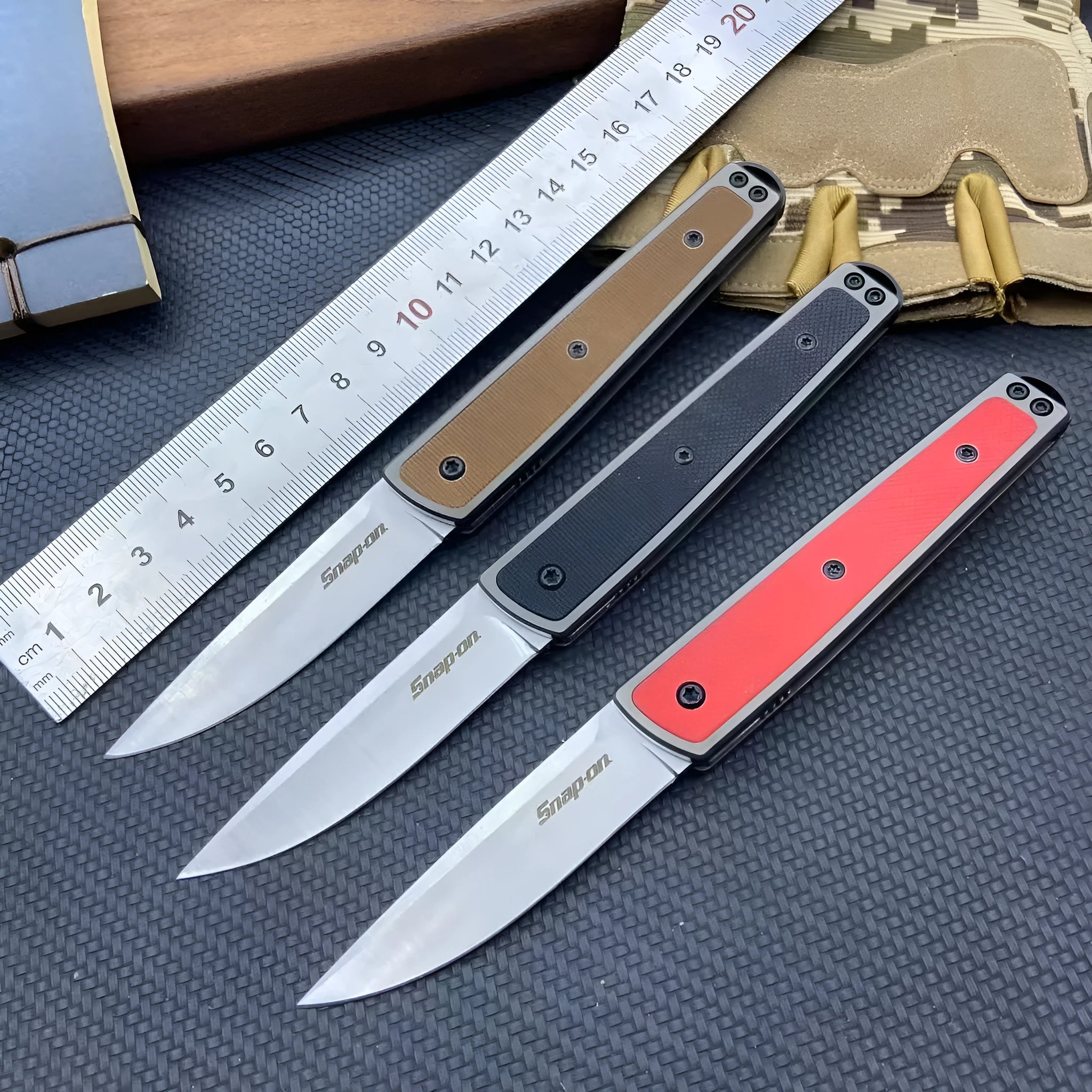 Folding fruit knife with 17cm length showing blade and handle in stainless steel construction