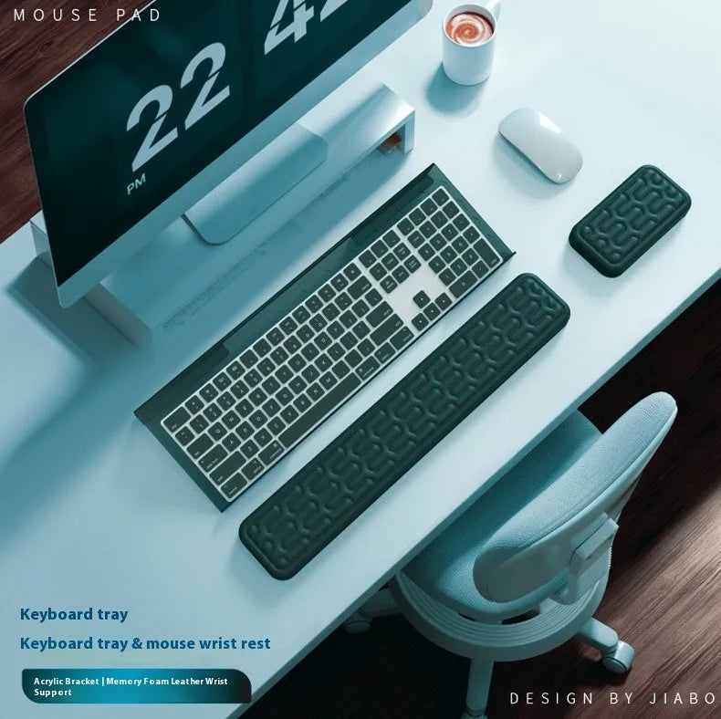 Double sided keyboard and mouse pad with memory foam wrist support in various colour options