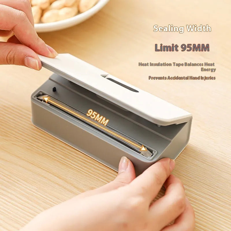 Small portable mini sealing machine heat seal food hand press snack plastic bag in white and blue