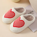 Cartoon love style plush slippers for women with PVC soles in multiple colour options
