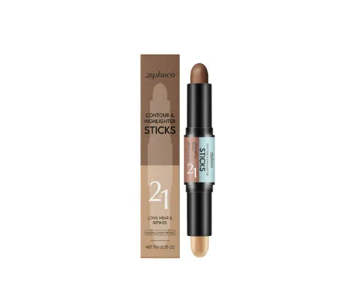 2-in-1 outline highlighter highlight repair pen 7g in three colour choices: natural light brown, lotus root pink brown, ivory white dark brown