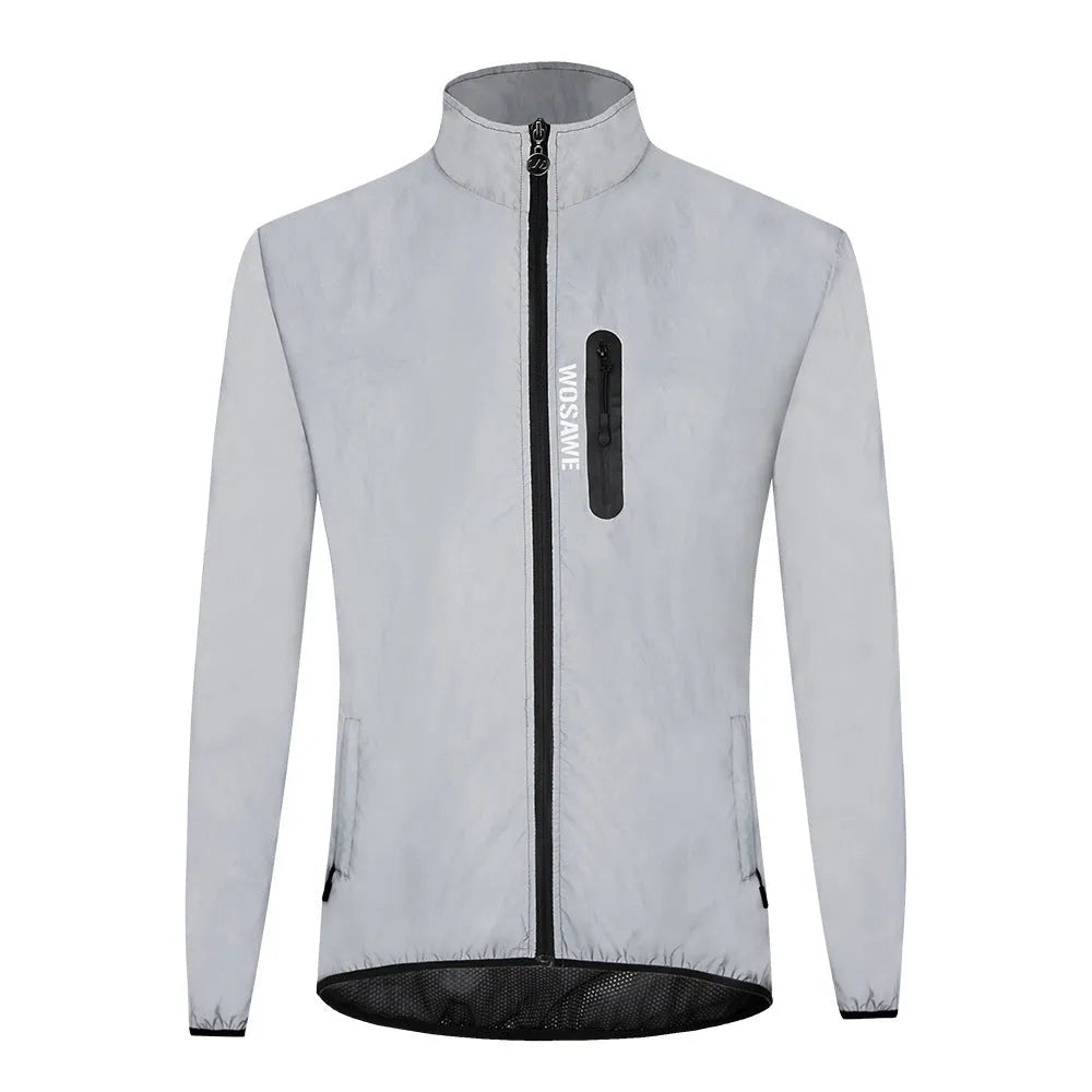 Silver waterproof polyester long sleeve coat with European sizing options S to 3XL