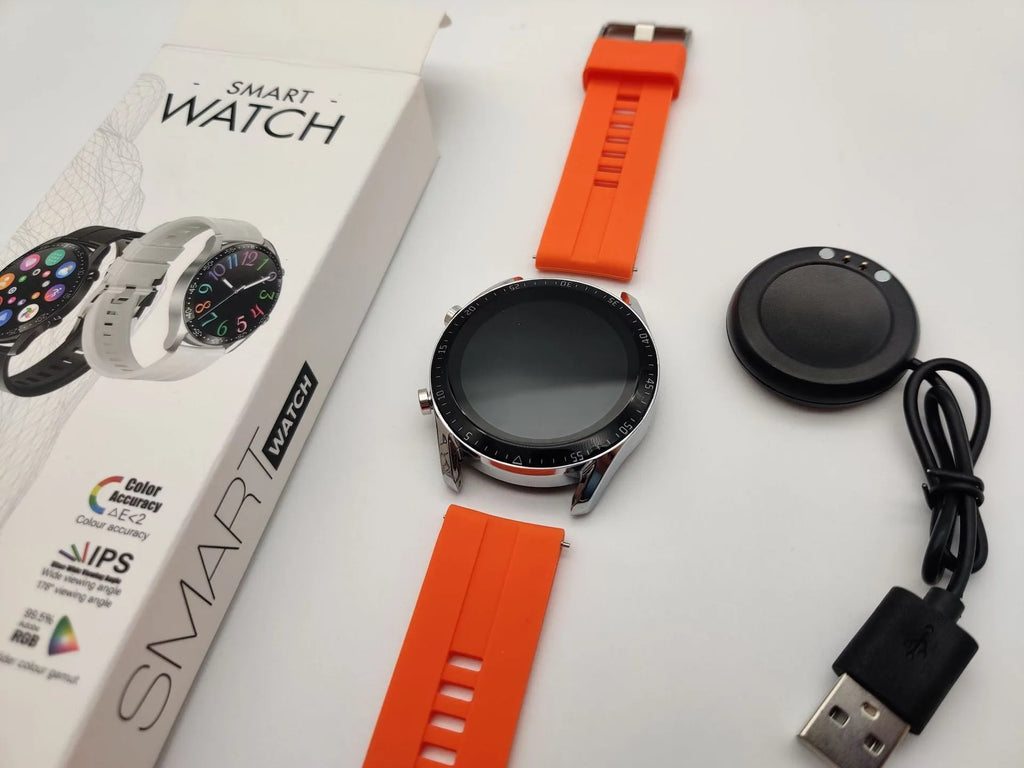 Round smart watch with aluminium alloy shell and TFT screen in black colour option