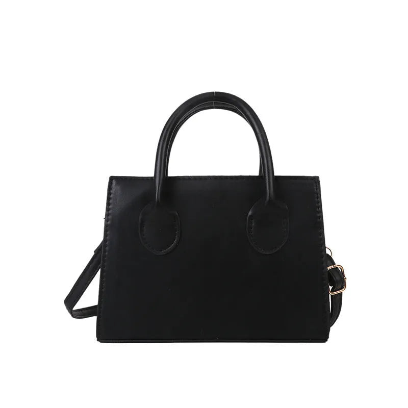 Retro casual PU small square bag for women with sewing line detail, five colour options, horizontal shape, crossbody strap