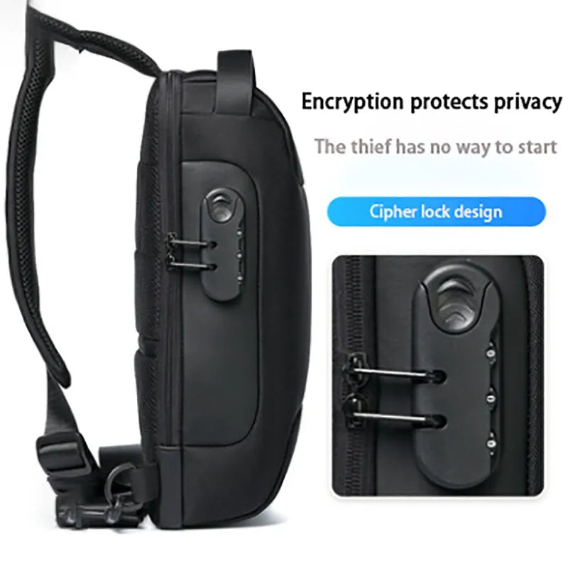 Waterproof Oxford cloth anti-theft crossbody bag with zip closure and shoulder strap.