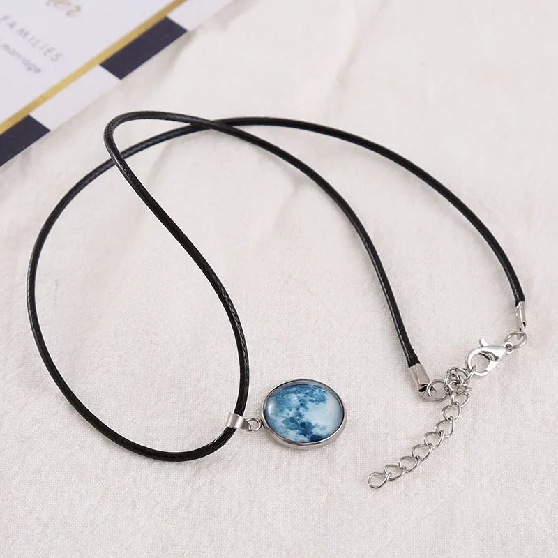 Luminous Christmas moon night sky constellation pendant necklace with adjustable alloy chain