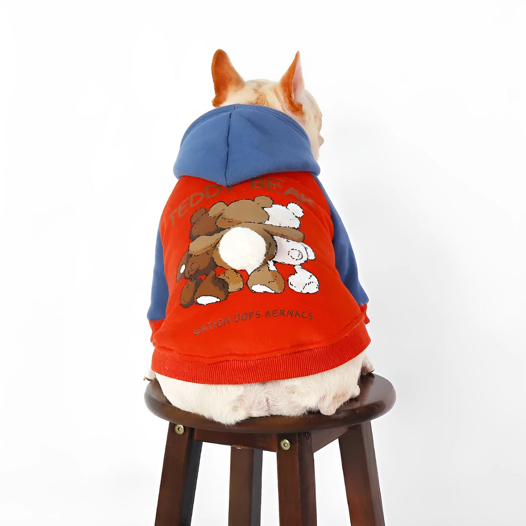Red cotton pet clothing for small and medium dogs, sizes L to 4XL, lying flat