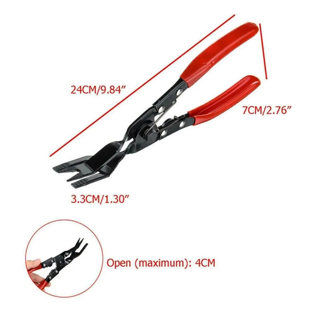 Blue forged steel car panel removal pliers tool measuring 235mm in length.