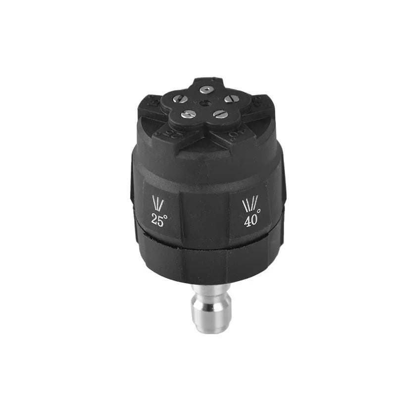 Five-in-one high-pressure water gun nozzle with replaceable spray tips in engineering plastic