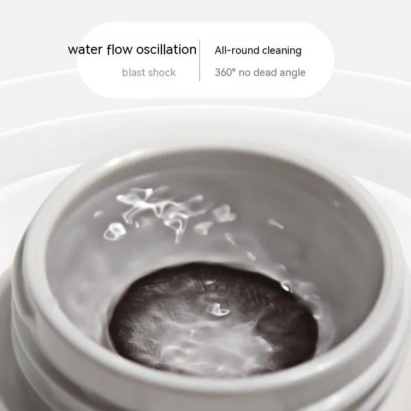 Automatic ultrasonic contact lens cleaning machine in pearl white, blue, or pink plastic housing.